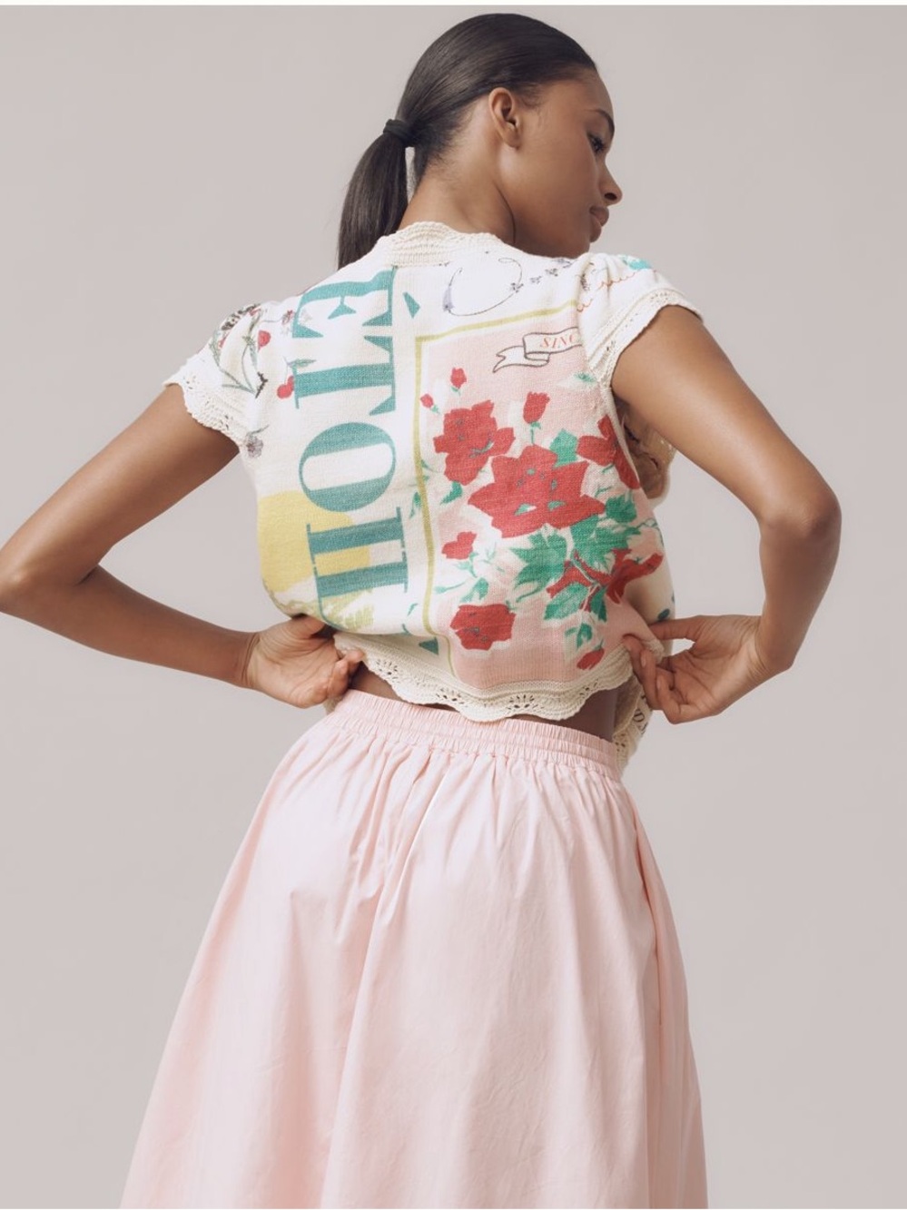 Maeve Knit Tie-Front Graphic Cardigan with Multicolor from Anthropologie maeve - Picture 2 of 2